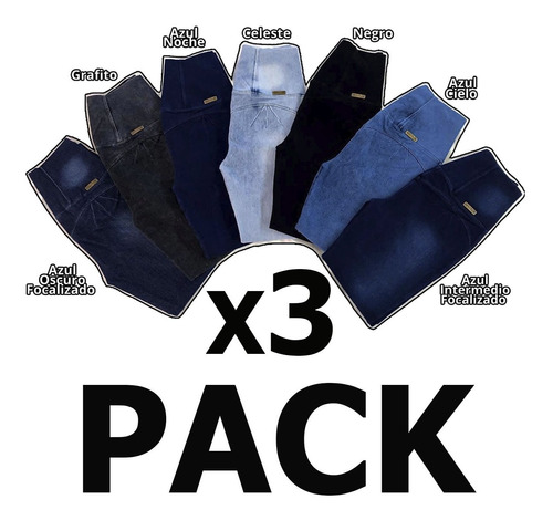 Jeans Fajeros Peruanos Pack X3 Push Up Leggin Denim Mujer