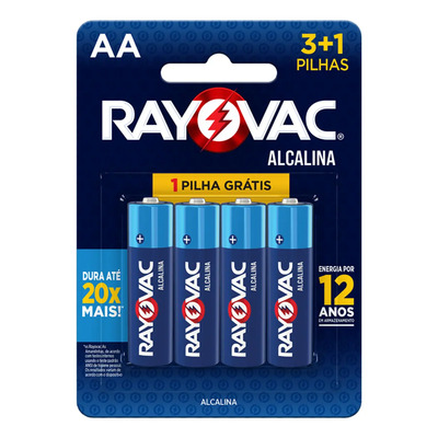 Pilha AA Rayovac Alcalina Cilíndrica - kit de 4 unidades | MercadoLivre