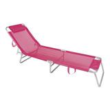 Cadeira Espreguiçadeira Alumínio Mor Rosa - Com Travesseiro