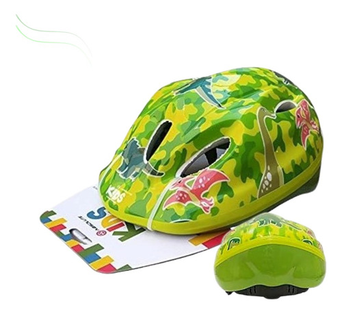 Capacete Ciclismo Bike Dinossauro Verd Kids Infantil Criança