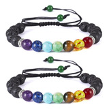 2 Pulseiras 7 Chakras Pedras Naturais Ajustável Hooponopono