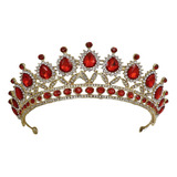 Corona Tiara Reina Carnaval Lujo Certamen Novia Xv Roja