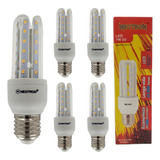 Kit 5 Lâmpadas Led Compacta 7w 3u 3000k Luz Branca Quente