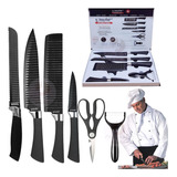 Set De 6 Cuchillos Juego Cuchillos Cocina Tijera Pelador Pro