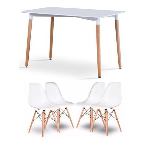 Mesa 1,20 X 0,80 + 4 Sillas Eames Moderno Cocina Comedor