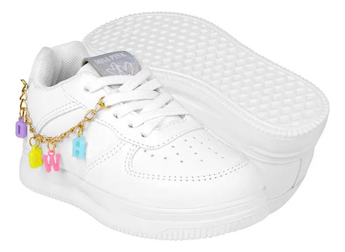 Tenis Casuales Niñas Miss Pink Croacia Simipiel Blanco