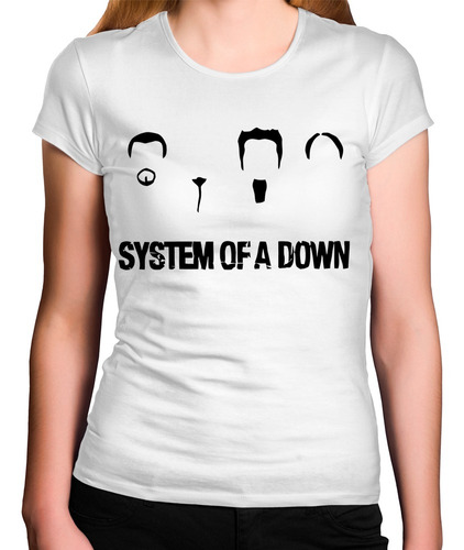 Camiseta Feminina Branca System Of A Down Minimalista
