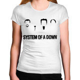 Camiseta Feminina Branca System Of A Down Minimalista