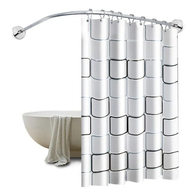 Cortina De Baño Impermeable 240x200 Cm Con Ganchos