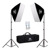 Kit 2 Soft-box 50x70  2 Lampada 135w 5500k Tripé E Bolsa