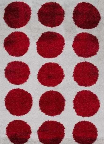 Alfombra Circulos 120x170 Natural Y Roja -carpetshop-