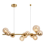 Lustre Pendente Mesa Jantar Jabuticaba C/10 Globos Dourado