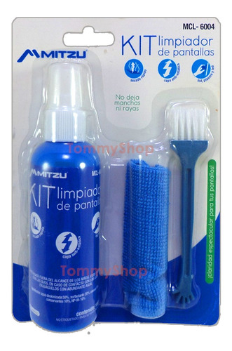 Kit Limpiador Multiusos Y Pantallas Paño Liquido Cepillo