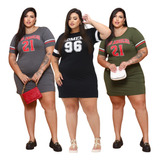 Kit 3 Vestidos Plus Size Estampado