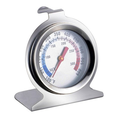 Termômetro Analógico Forno 300° Com Base Inox Pizzaria Padar Cor Aço Inox