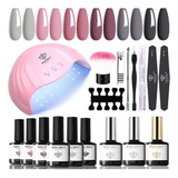 Kit De Esmalte De Unas De Gel Modelones Con Lampara De Luz U