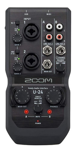 Zoom U-24 Interfaz Portátil Para Grabación De 2 Canales Color Negro