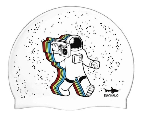 Gorra Natacion Escualo Modelo Astronauta Color Blanco Diseño De La Tela Estampado Talla Unitalla