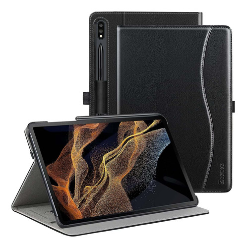 Funda De Cuero Sintetico Para Galaxy Tab S8 Ultra (negra)