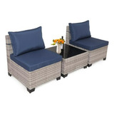 Juego Muebles De Patio Rattan 3 Piezas