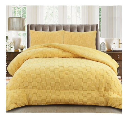 Plumón Cobertor 2p 250x230 Amarillo Texturizado Cuadrille Tf