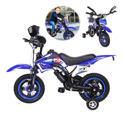 Bicimoto / Bicicleta Infantil Con Sonidos Aro 12 Azul