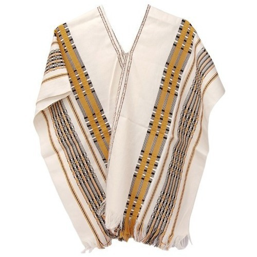 Poncho Fino Con Rayas Mostaza