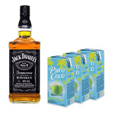 Kit Whisky Jack Daniels Nº7 Tennessee 1l+ 3 Água Coco 200ml