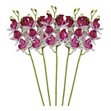 Kit Com 5 Orquídea Flor Artificial Toque Real Decoração 3d