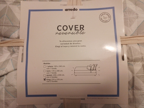 Cover Reversible Cama King Nuevo Marca Arredo Con Dos Fundas