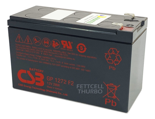 Bateria Nobreak Sms 600 / 700 / 800 / 1500 Csb 12v 7.2ah 28w