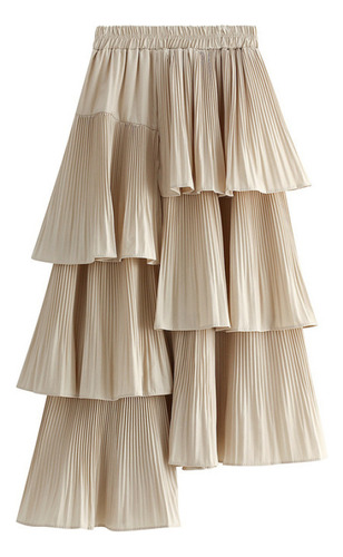 Falda Pastel Plisada Asimétrica De Invierno Para Mujer