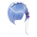 Cosplay Pelucas Cortas Azul Animado Pelo Peluca Ram Rem