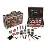 Set De Maquillajes Maletín Aluminio Tipo Leopardo (10404lp)