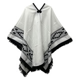 Poncho Incaico Adulto Guarda Pampa Unisex Blanco C/ Negro