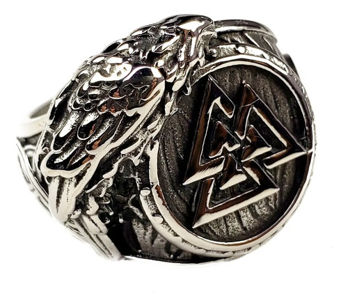 Anillo Valknut Cuervo Espíritu De Odín Acero Inoxidable