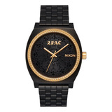 Reloj Time Teller Tupac Black Nixon Hombre Malla Negro Bisel Negro Fondo Negro