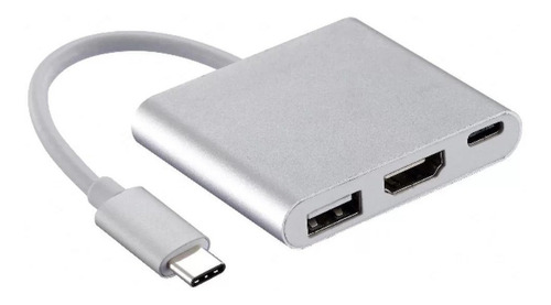 Adaptador Tipo-c Para Hdmi + Usb 3.0 + Usb C Resolução 4k