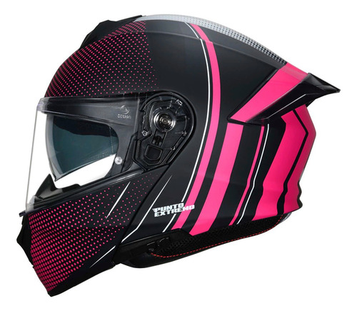 Casco Rebatible Doble Visor Punto Extremo 935 Way Negro Rosa