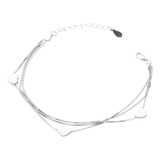 Pulsera De Plata Esterlina 925 Tres Corazones Ajustable