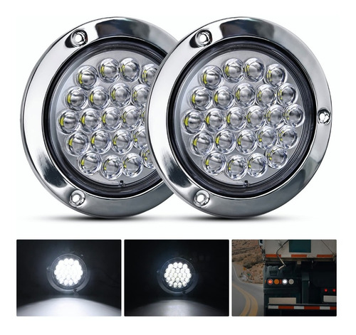 2pcs Plafon 24 Led Redondo Camion Cuarto Estrobo Stop 12-24v