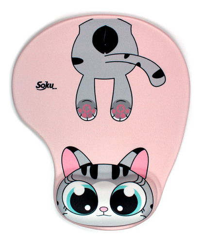 Tapete Para Raton De Gel Ergonomico Caricaturas Gatos Kawaii