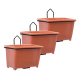 Set 3 Unidades Soporte + Jardinera Plástica Mini 