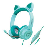 Audífonos Alambricos Kombat Kitty Gamer- Turquesa Color Menta