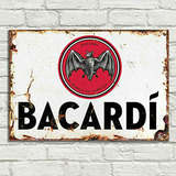 Placa De Metal Vintage Bacardi Para Bar Tiki O Decoración De