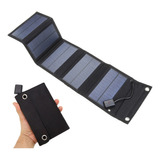 Negro 5v 15w Usb Cargador Solar Portátil Celda Solar