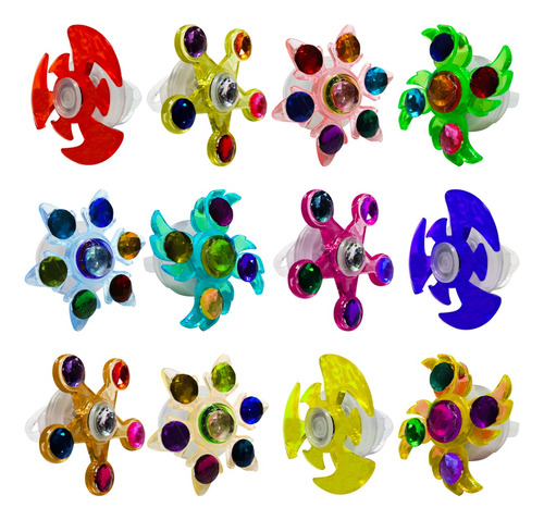 10 Anillos Spinner Con Luz Juguete Fidget Souvenir Piñata