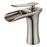 Llave Grifo Monomando Cascada Lavabo Niquel Satinado Gami