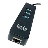 Intco Adaptador Hub Usb 3.0 A Red Ethernet Kq-003h Ppct