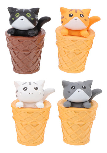 Adornos Con Forma De Escultura De Gatito Y Helado Para Habit